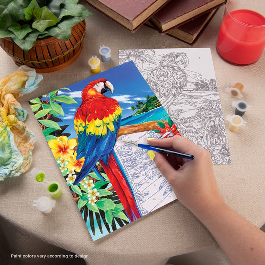 PJS92 | Painting by numbers™ 10pc 8.75" x 11.375" Red Scarlet Macaw Painting Project