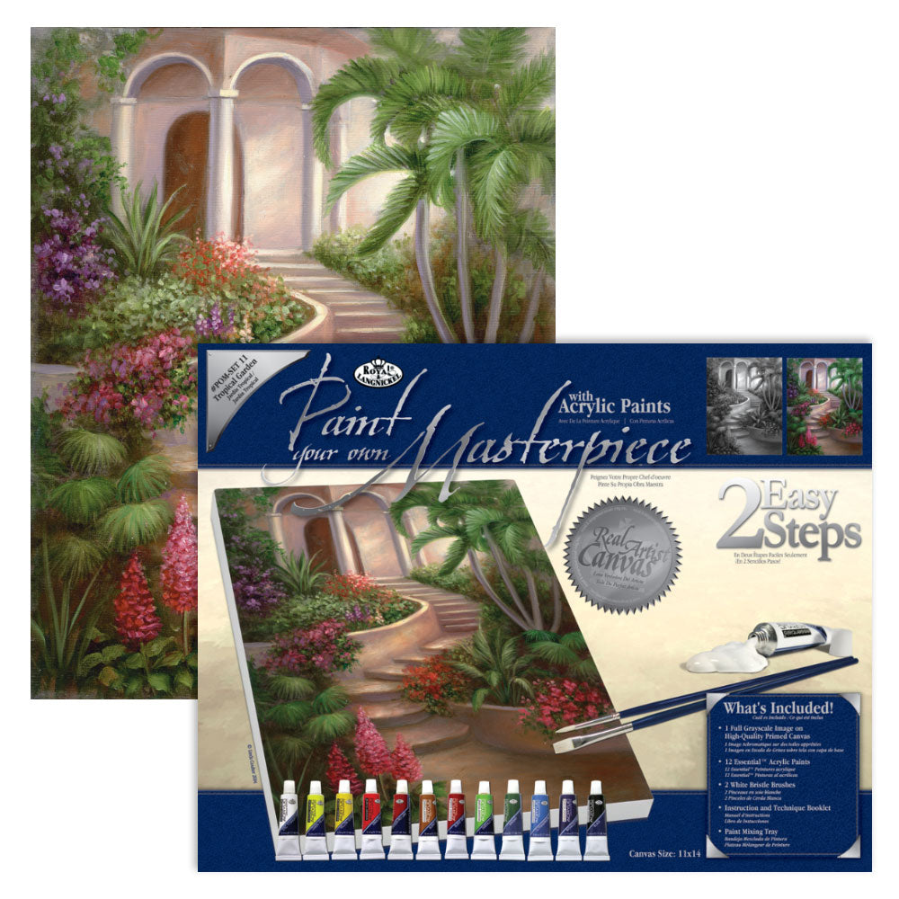 POM-SET11 - Paint your own Masterpiece™ 17pc 11" x 14" Tropical Garden Acrylic Painting Project