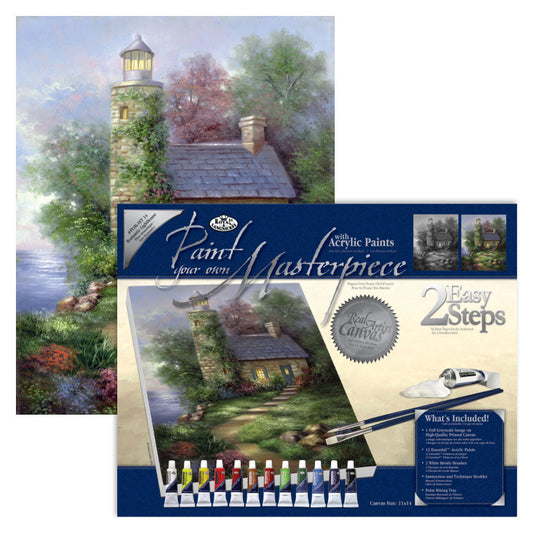 POM-SET14 - Paint your own Masterpiece™ 17pc 11" x 14" Romantic Lighthouse Acrylic Painting Project