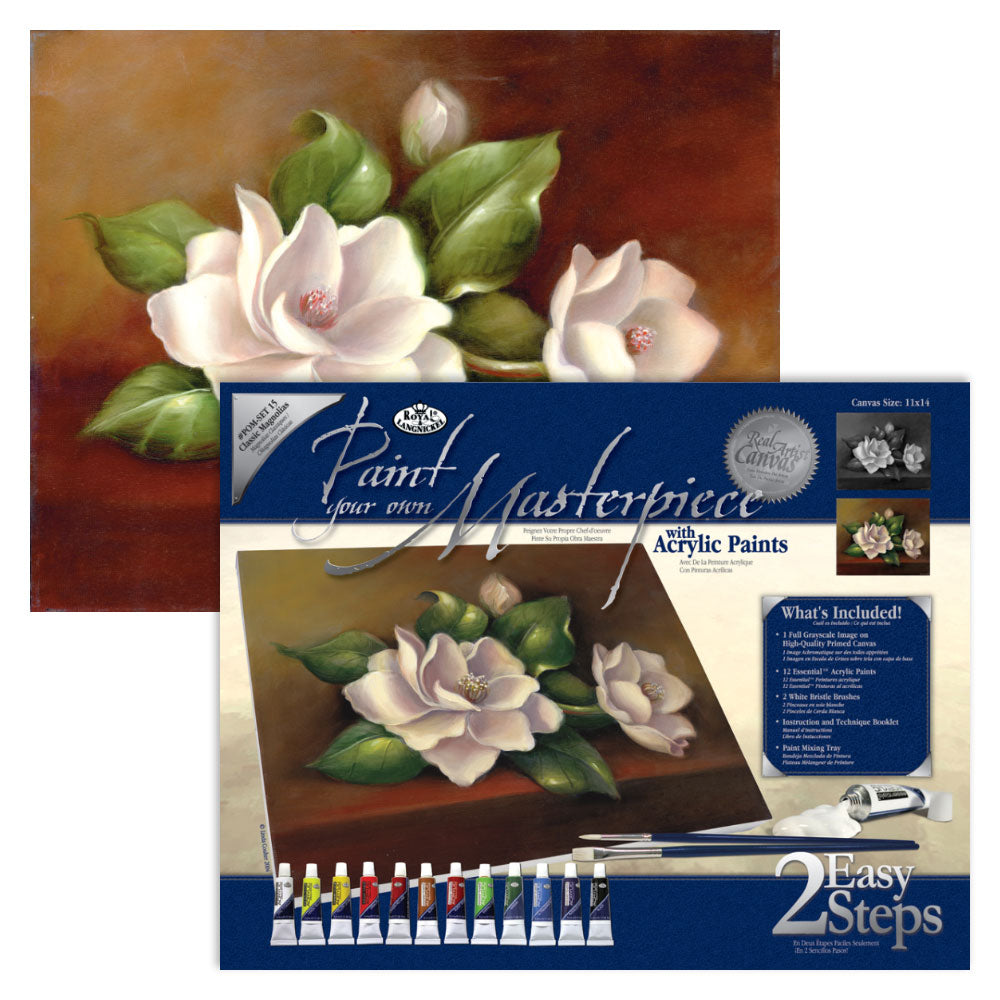 POM-SET15 - Paint your own Masterpiece™ 17pc 11" x 14" Classic Magnolias Acrylic Painting Project