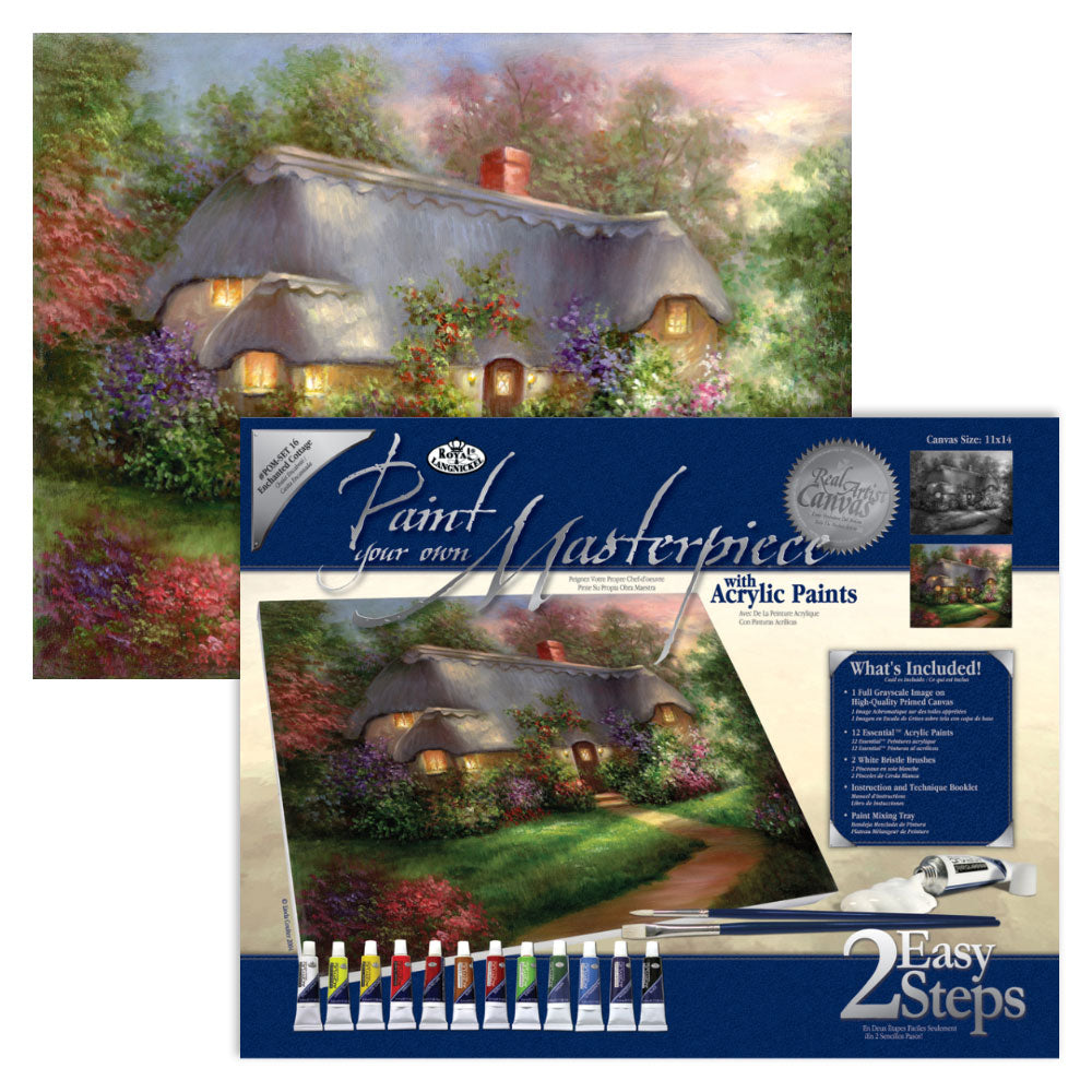 POM-SET16 - Paint your own Masterpiece™ 17pc 11" x 14" 49 Enchanted Cottage Acrylic Painting Project