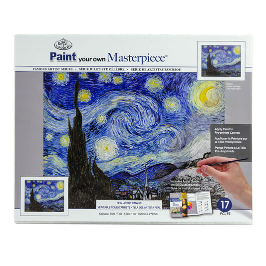 POMA4 - Paint your own Masterpiece™ 17pc 14" x 11" The Starry Night by Vincent Van Gogh Canvas Project