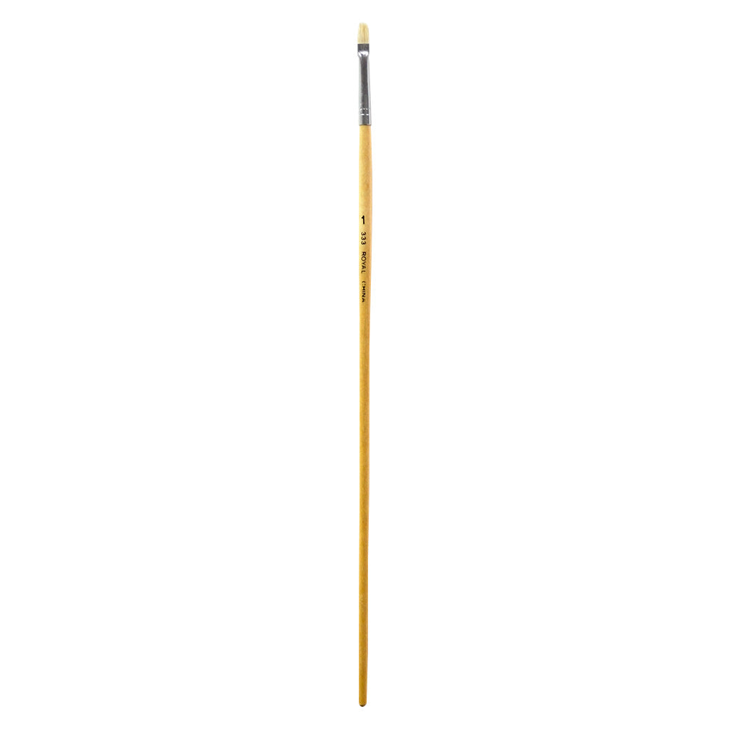 R333-1 - Royal Economy Long Handle White Bristle Flat Brush - 1