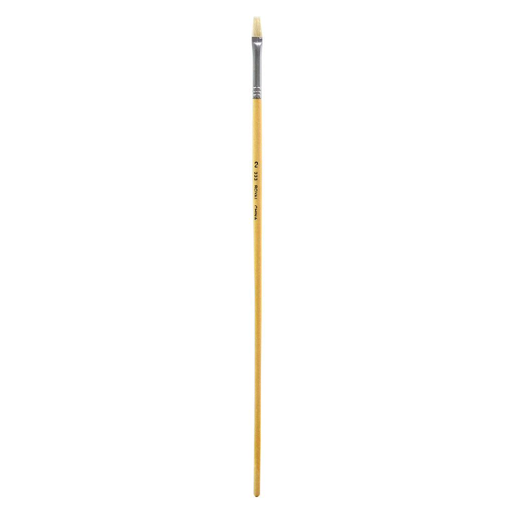 R333-2 - Royal Economy Long Handle White Bristle Flat Brush - 2