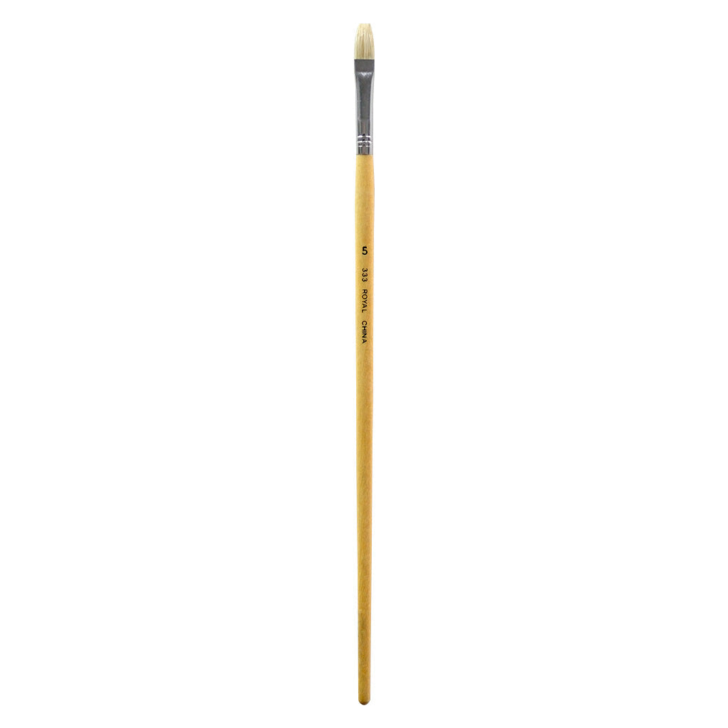 R333-5 - Royal Economy Long Handle White Bristle Flat Brush - 5