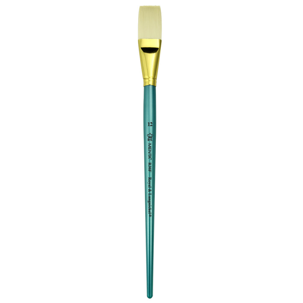 R38F-12 - Menta™ 38 Series White Bristle Flat Brush - 12