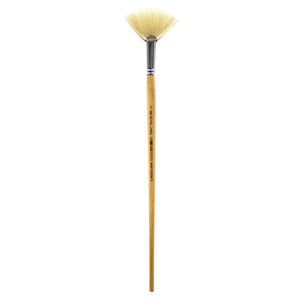 R888-12 - Royal Economy Long Handle White Bristle Fan Brush Size 12