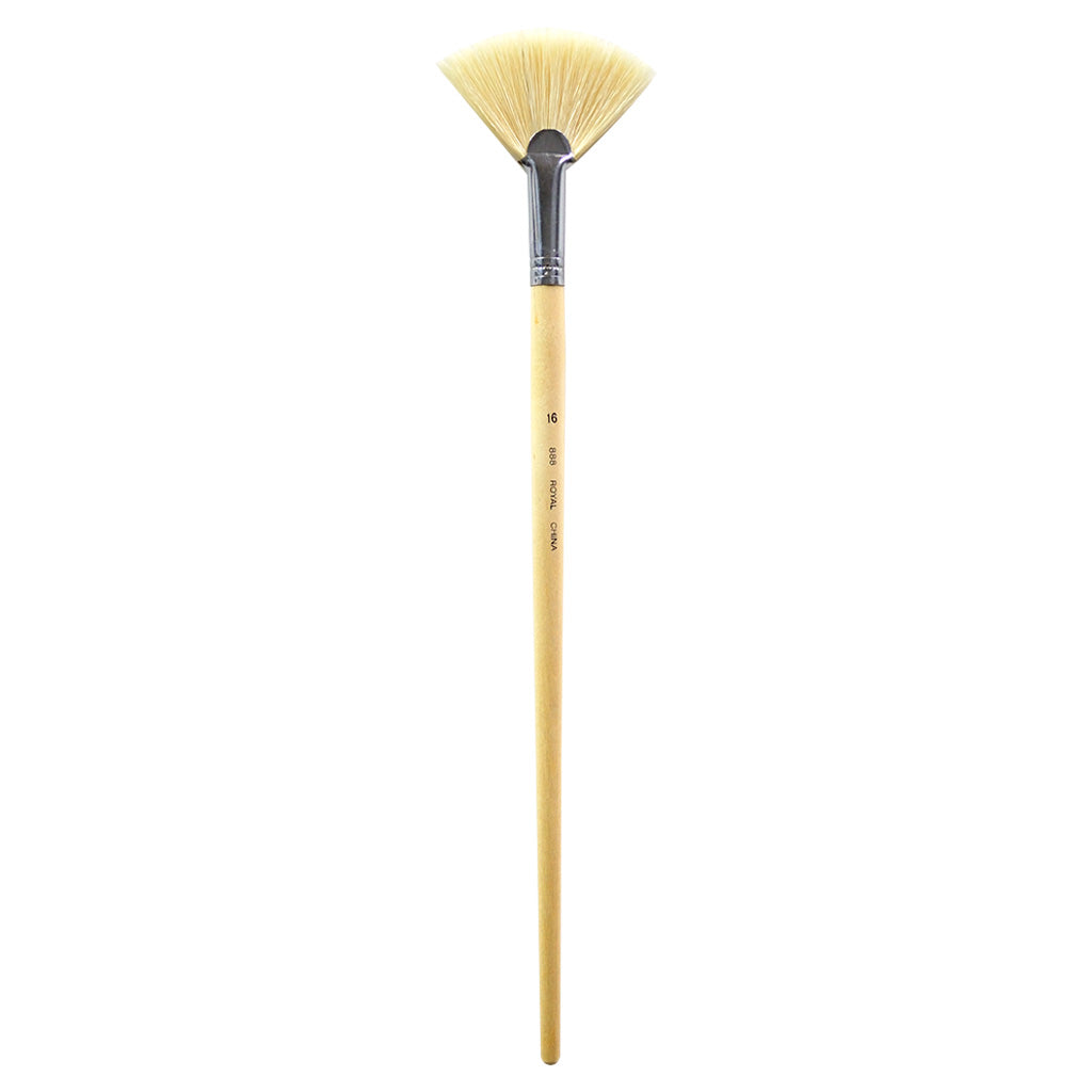 R888-16 - Royal Economy Long Handle White Bristle Fan Brush Size 16