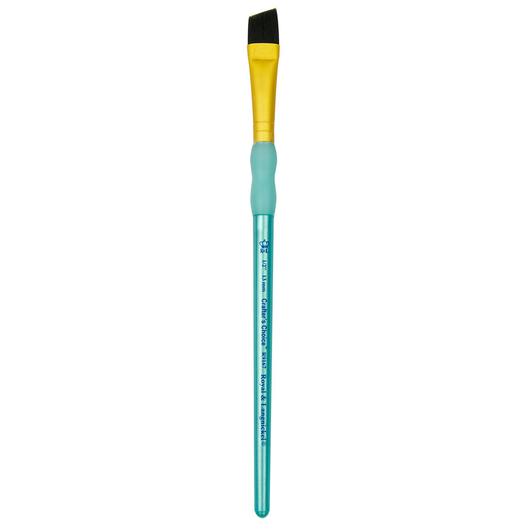 R9167-1/2" - Crafter’s Choice™ Black Taklon Angular Brush - 1/2"