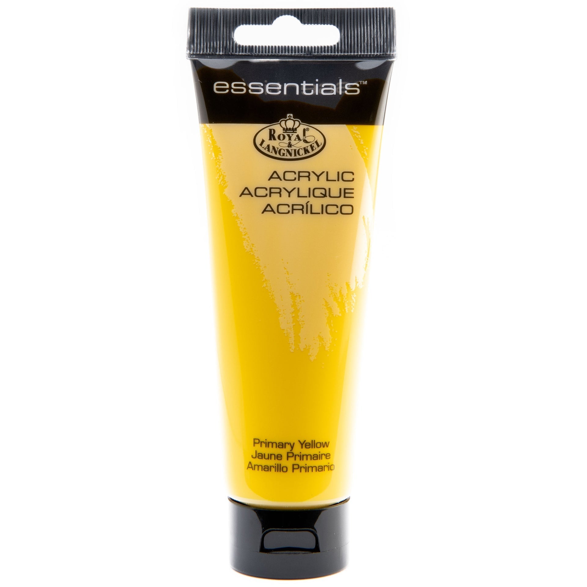 RAA-107 - Essentials™ Primary Yellow 120 ml Acrylic Paint Tube on white