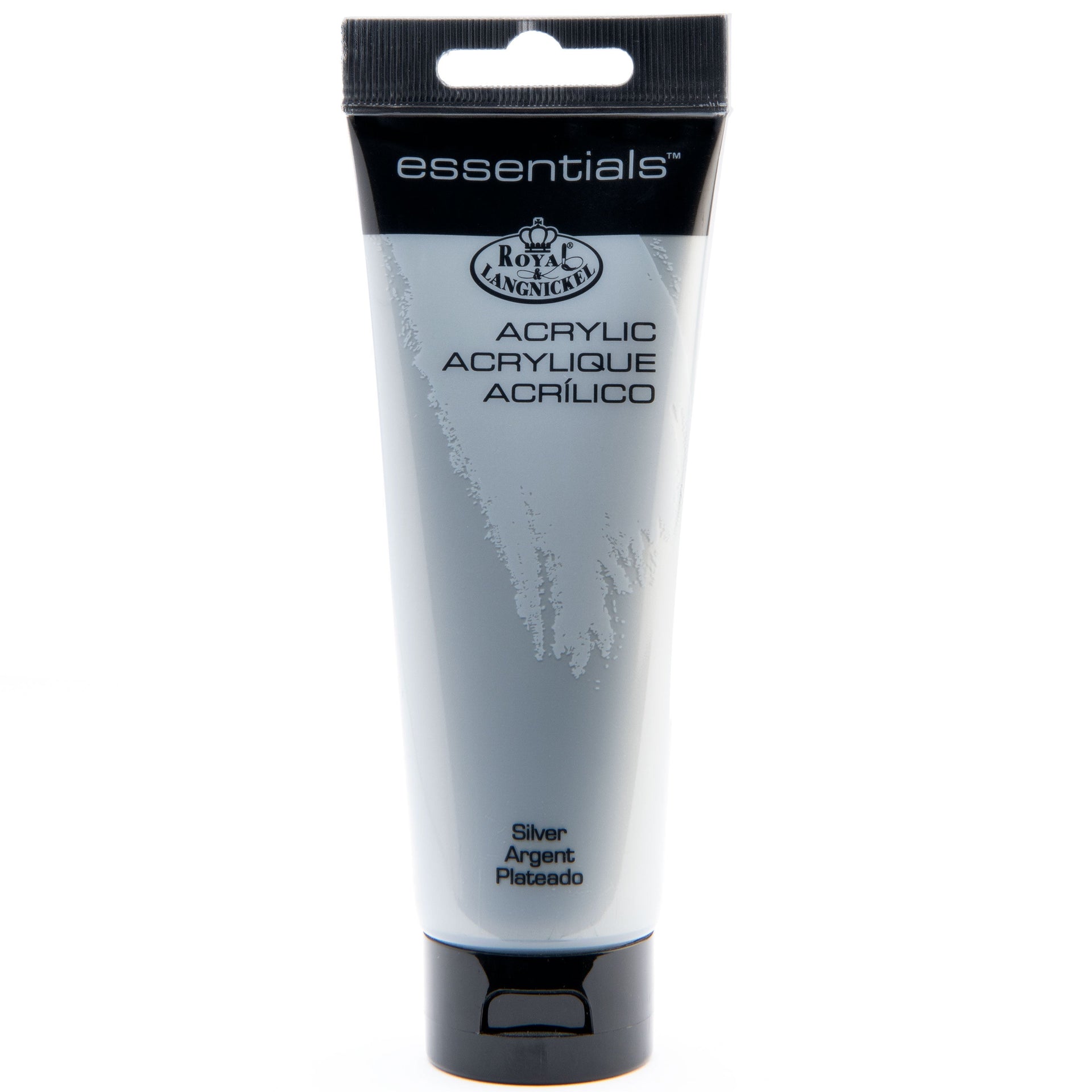 RAA-140 - Essentials™ Silver 120 ml Acrylic Paint Tube on white