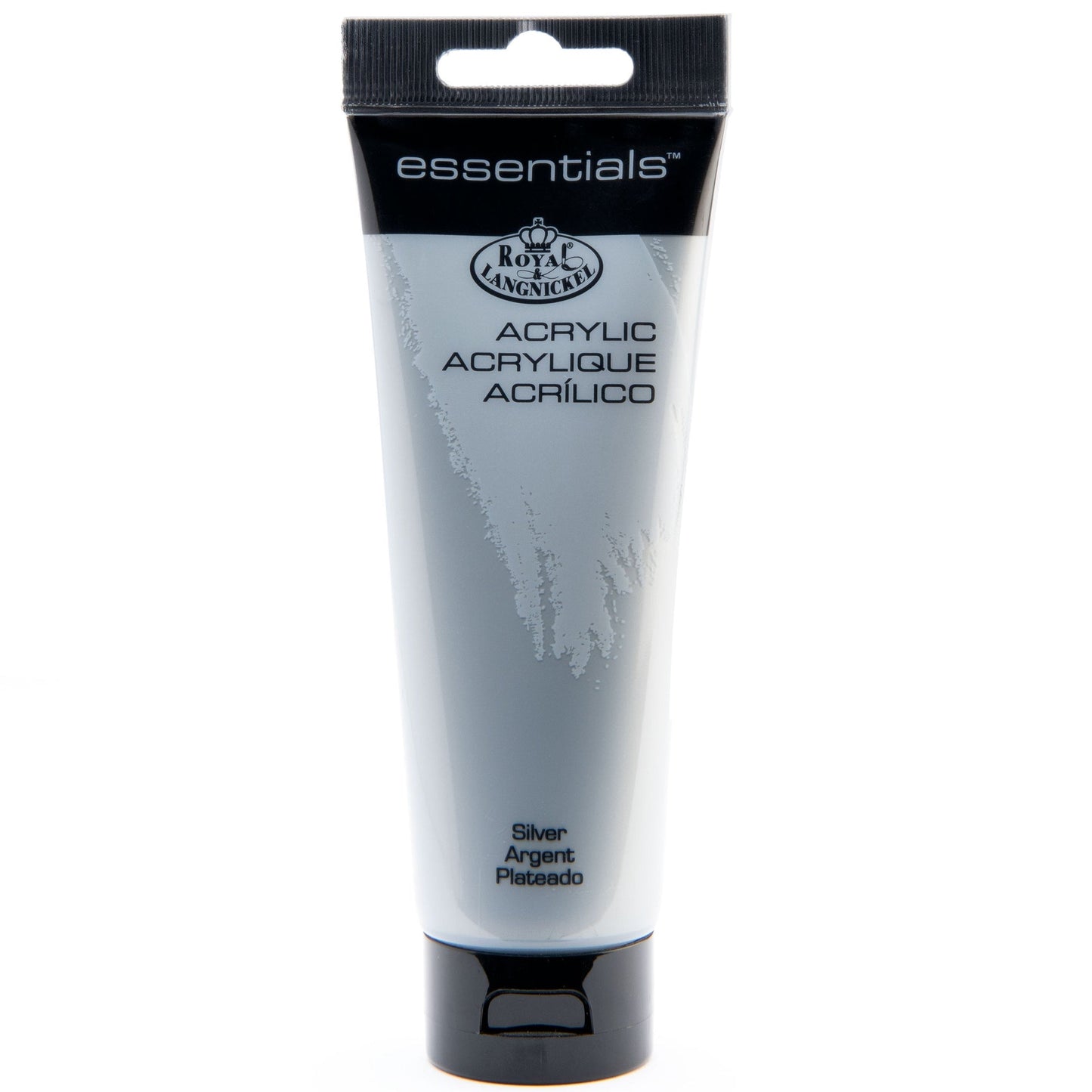 RAA-140 - Essentials™ Silver 120 ml Acrylic Paint Tube on white