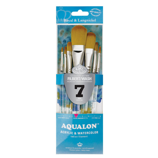 RAQUA-302 - Aqualon™ 7pc Filbert Brush Set front retail packaging