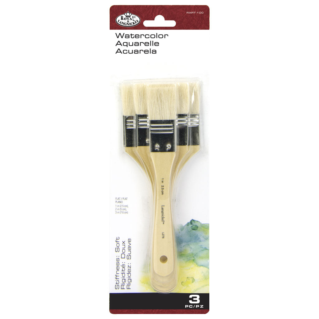 RART-100 - 3pc White Bristle Large Area Flat Brush Set