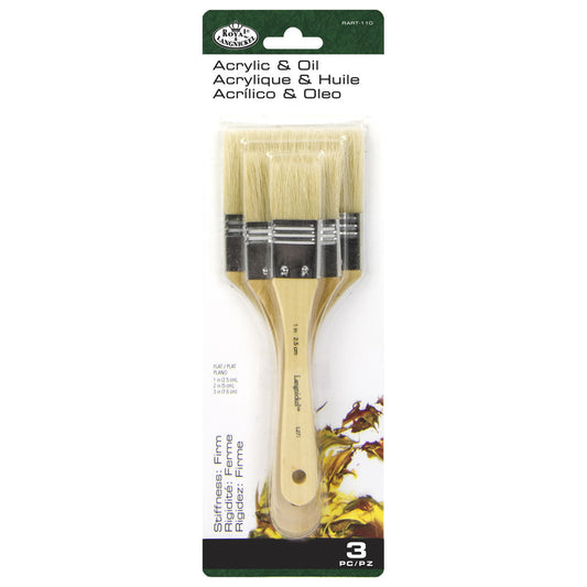 RART-110 - 3pc White Bristle Large Area Flat Brush Set