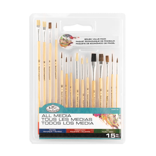 RART-15 - All Media 15pc Artist Brush Set packaging front