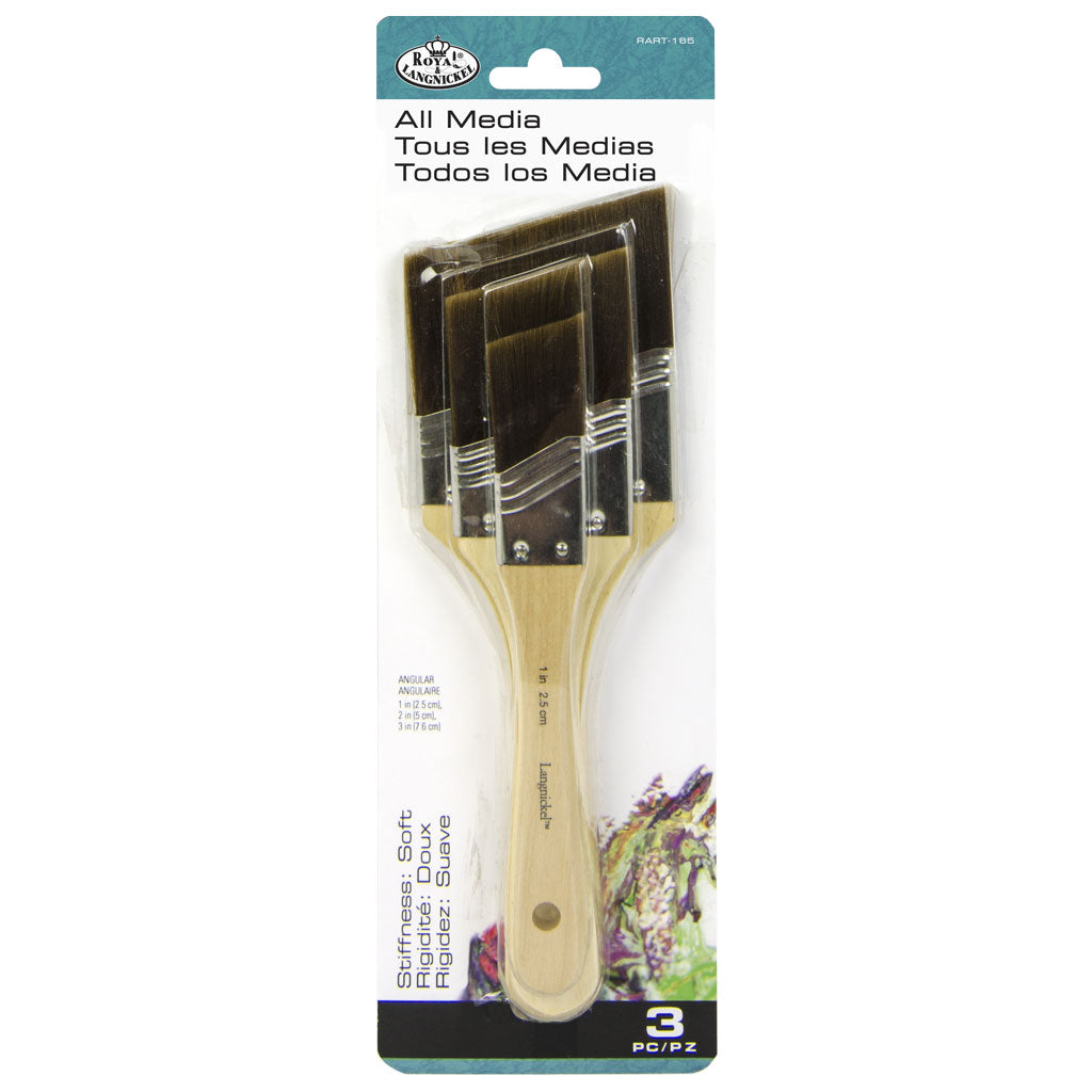 RART-165 - 3pc Brown Taklon Large Area Angular Brush Set