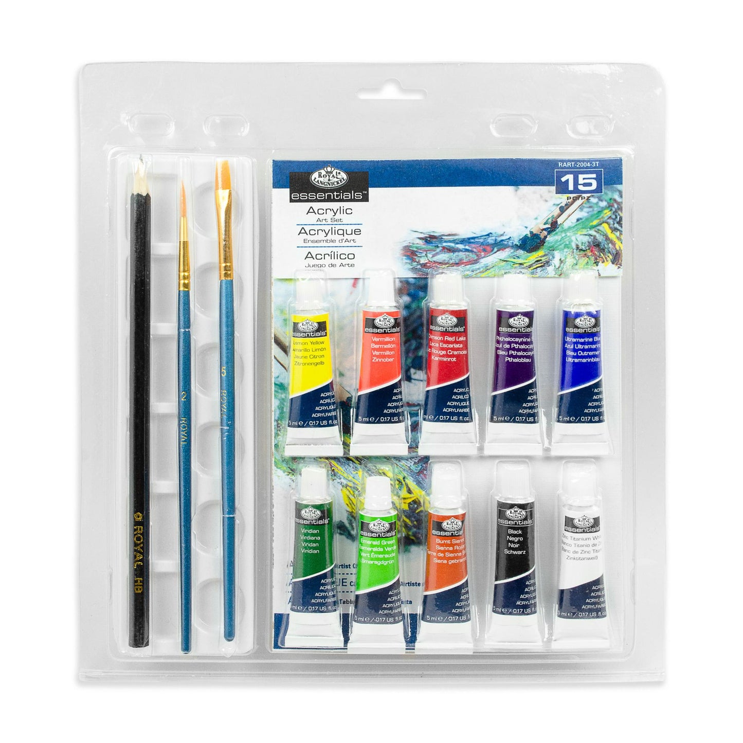 RART-2004 - 15PC ACRYLIC CLAMSHELL ARTIST SET packaging front