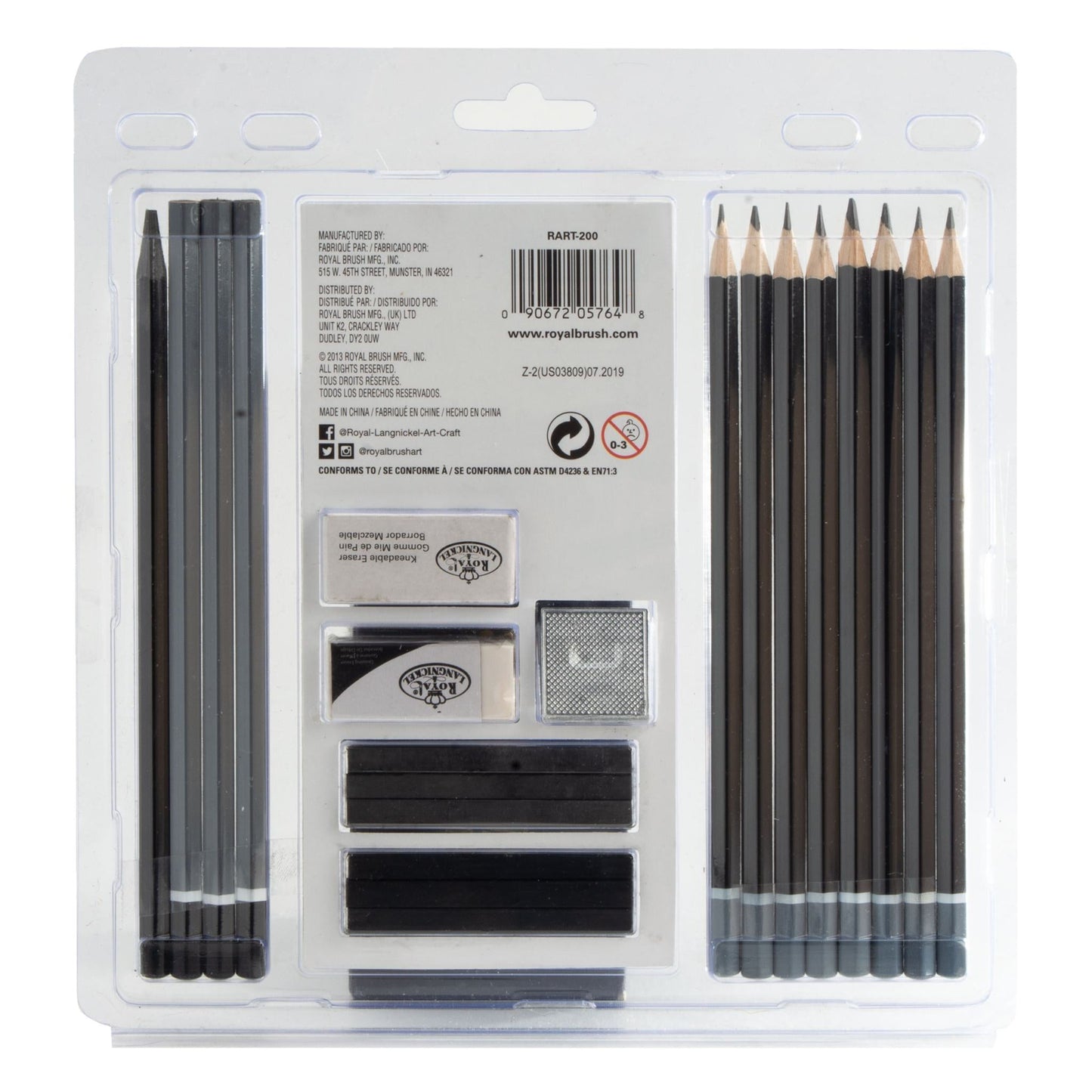 RART-200 - Essentials™ 21pc Sketching Pencil Art Set packaging back