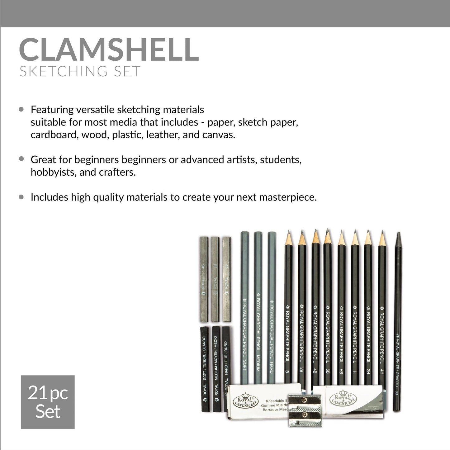 RART-200 - Essentials™ 21pc Sketching Pencil Art Set infographic 2