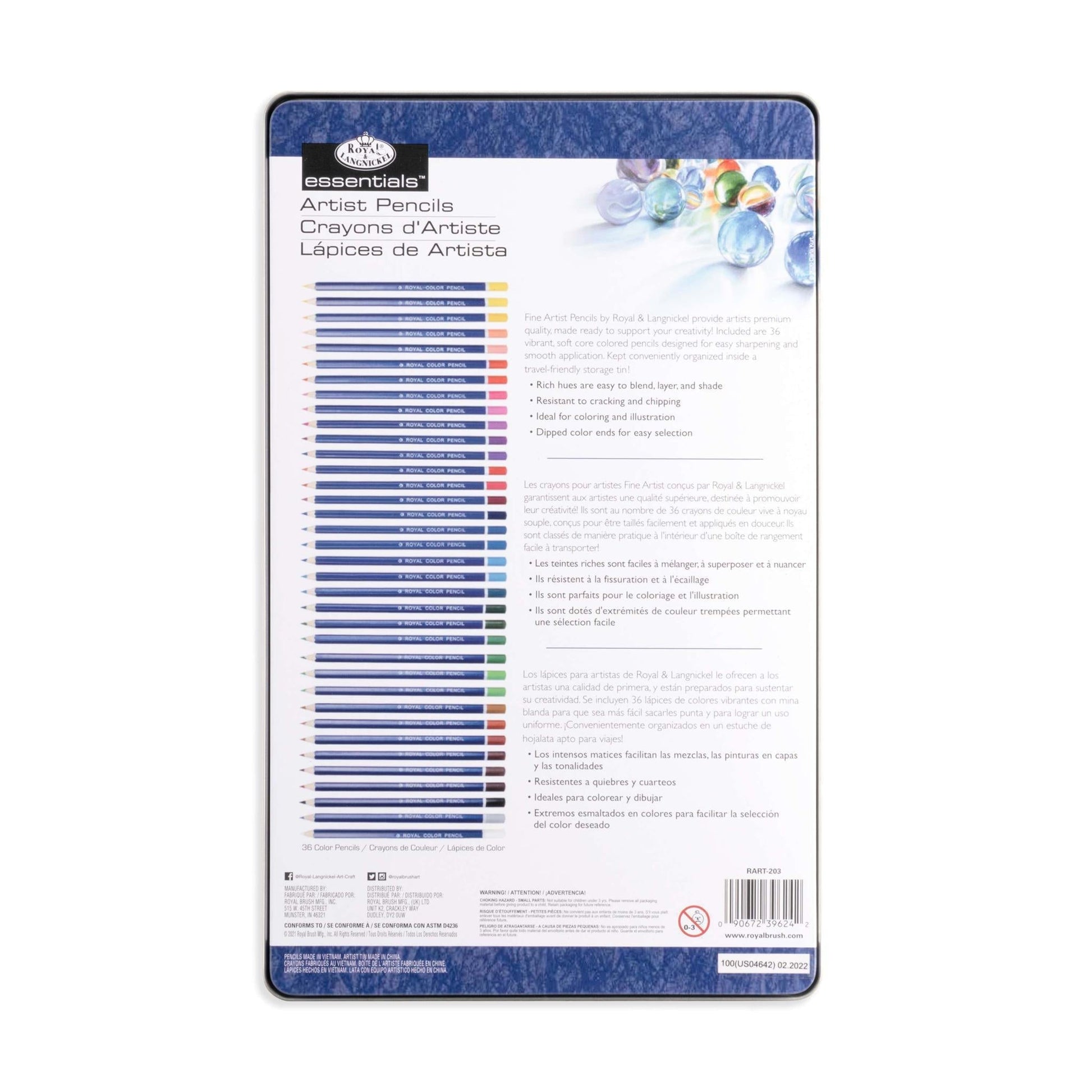 RART-203 - Color Pencil Set - 36pc packaging back