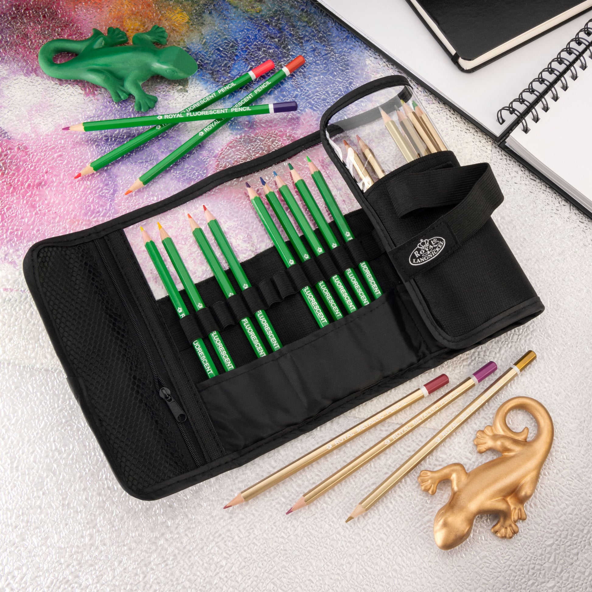 RART-2303 - Essentials™ 25pc Flourescent/Metallic Pencil Set with Case glam