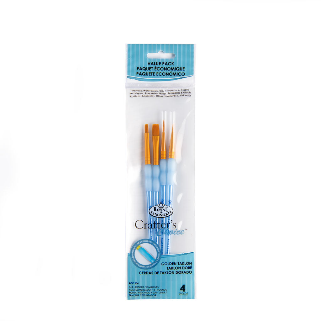 RCC 218 | Crafter's Choice™ 4pc Golden Taklon Variety Brush Set