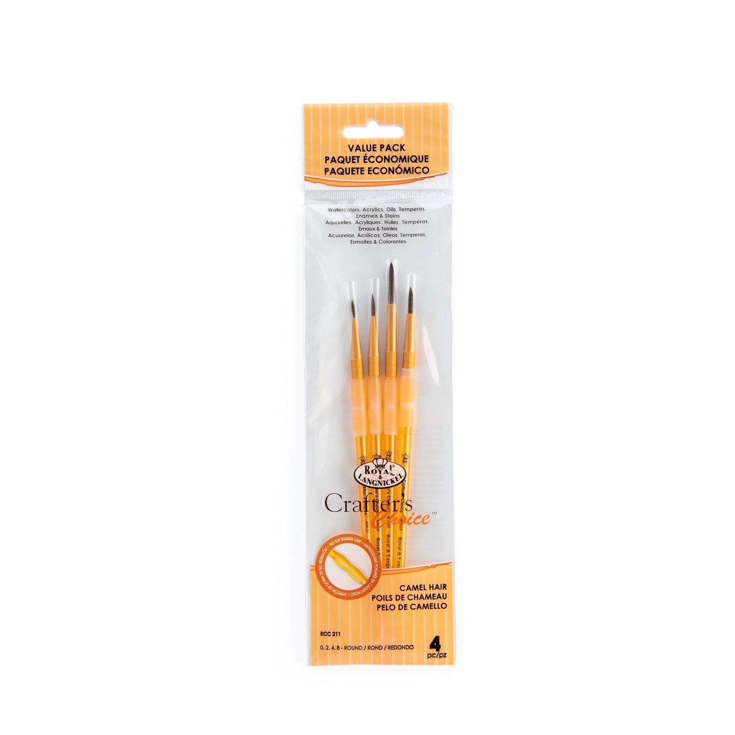 RCC 211 - Crafter's Choice™ 4pc Camel Hair Round Brush Set packaging front