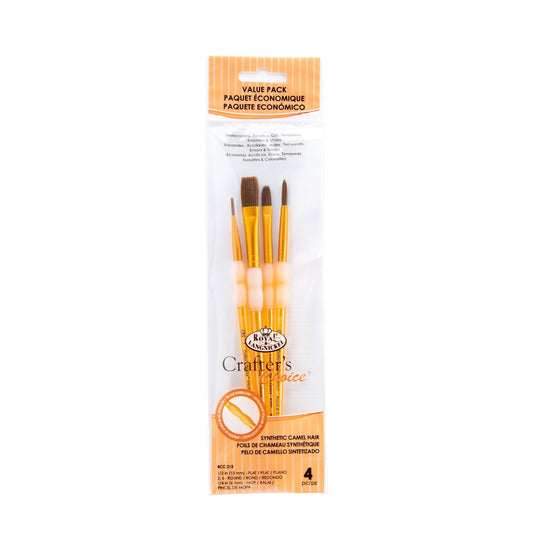 RCC 212 - Crafter's Choice™ 4pc Synthetic Camel Hair Variety Brush Set packaging front