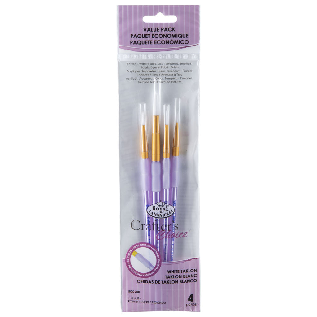 RCC 220 - Crafter's Choice™ 4pc White Taklon Round Brush Set