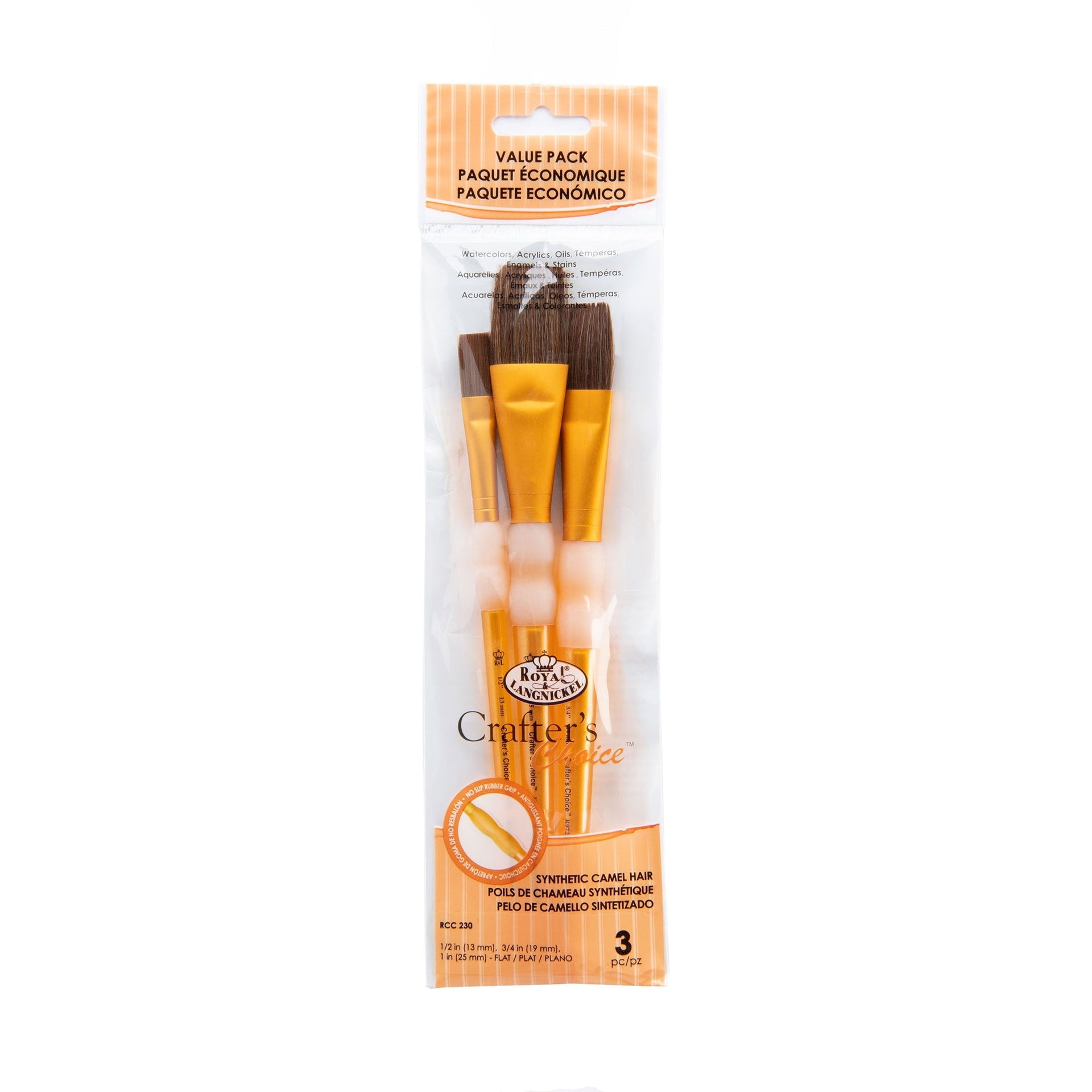 RCC 230 | Crafter's Choice™ 3pc Synthetic Camel Hair Flat Brush Set ...