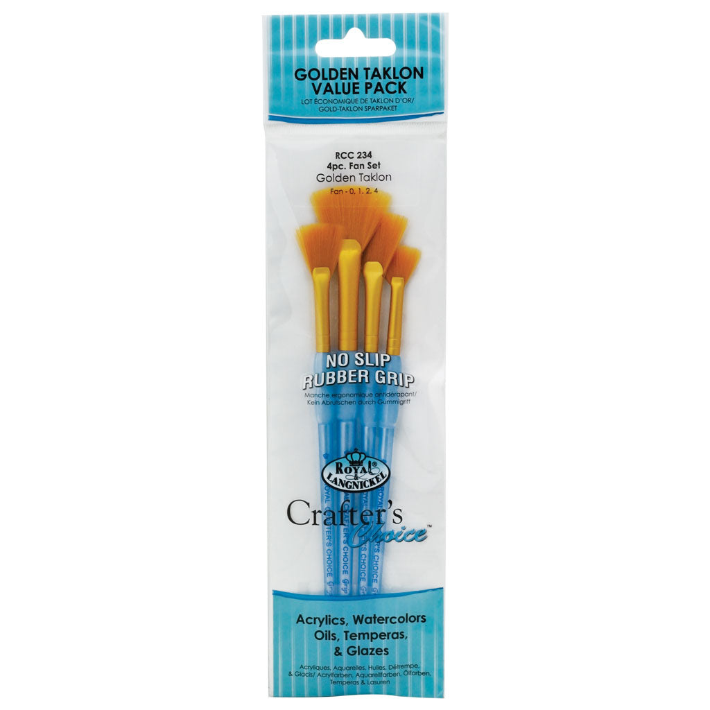 RCC 234 - Crafter's Choice™ 4pc Golden Taklon Fan Brush Set