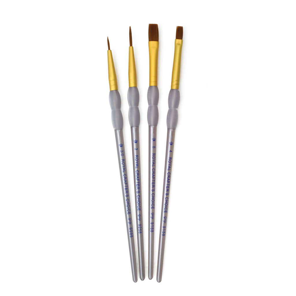 RCC 243 - Crafter's Choice™ 4pc Brown Taklon Variety Brush Set