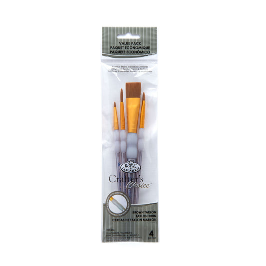 RCC 246 - Crafter's Choice™ 4pc Brown Taklon Variety Brush Set packaging front