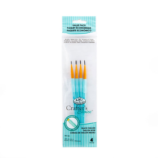 RCC 253 - Crafter's Choice™ 4pc Black Taklon Round Brush Set packaging front