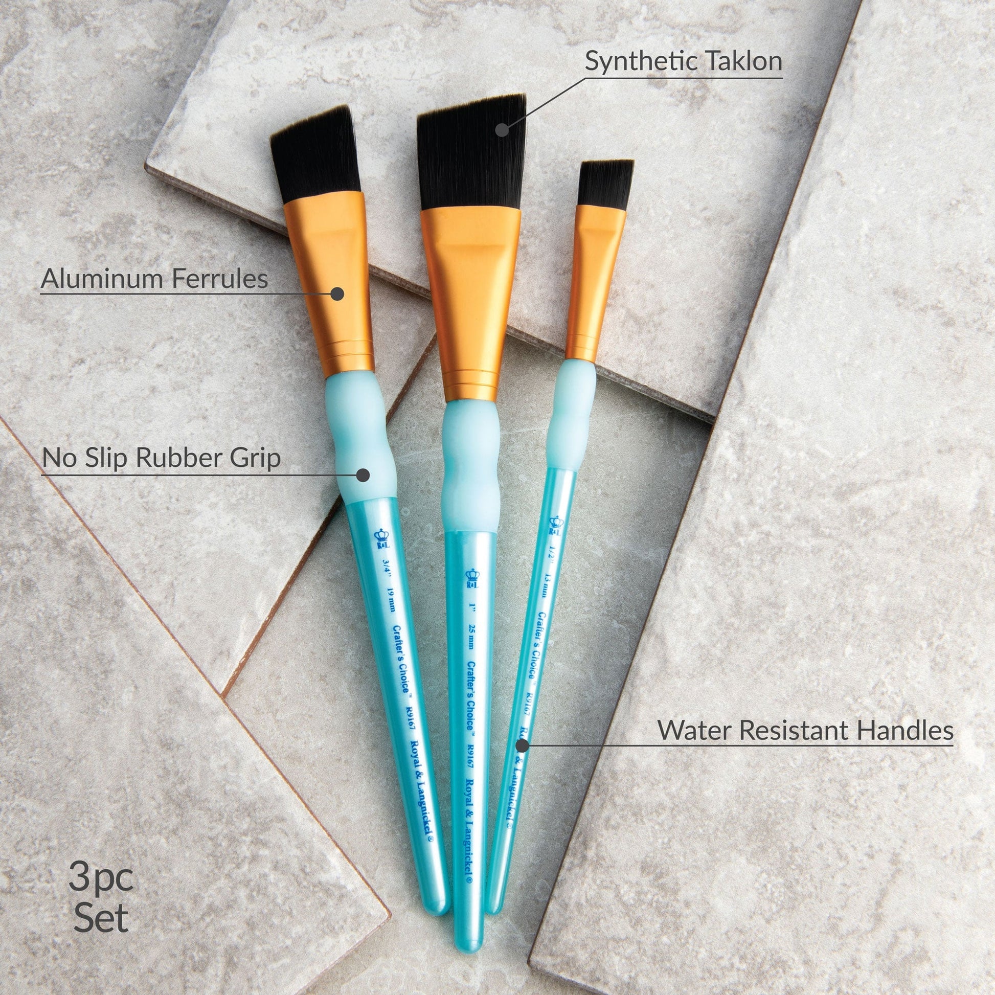 RCC 254 - Crafter's Choice™ 3pc Black Taklon Angular Brush Set infographic 1