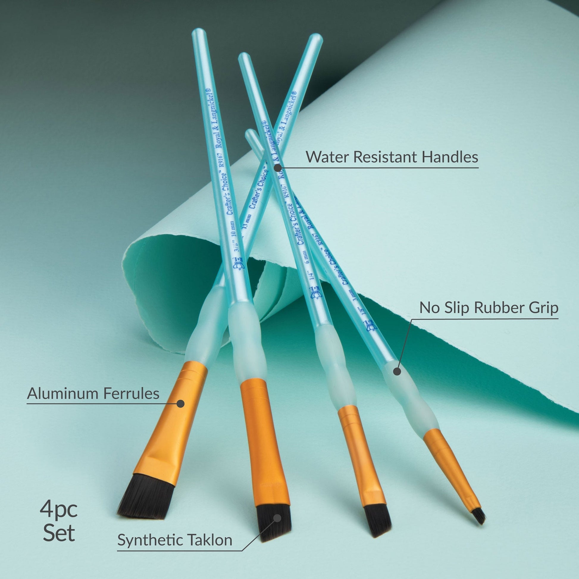 RCC 256 - Crafter's Choice™ 4pc Black Taklon Angular Brush Set infographic 1