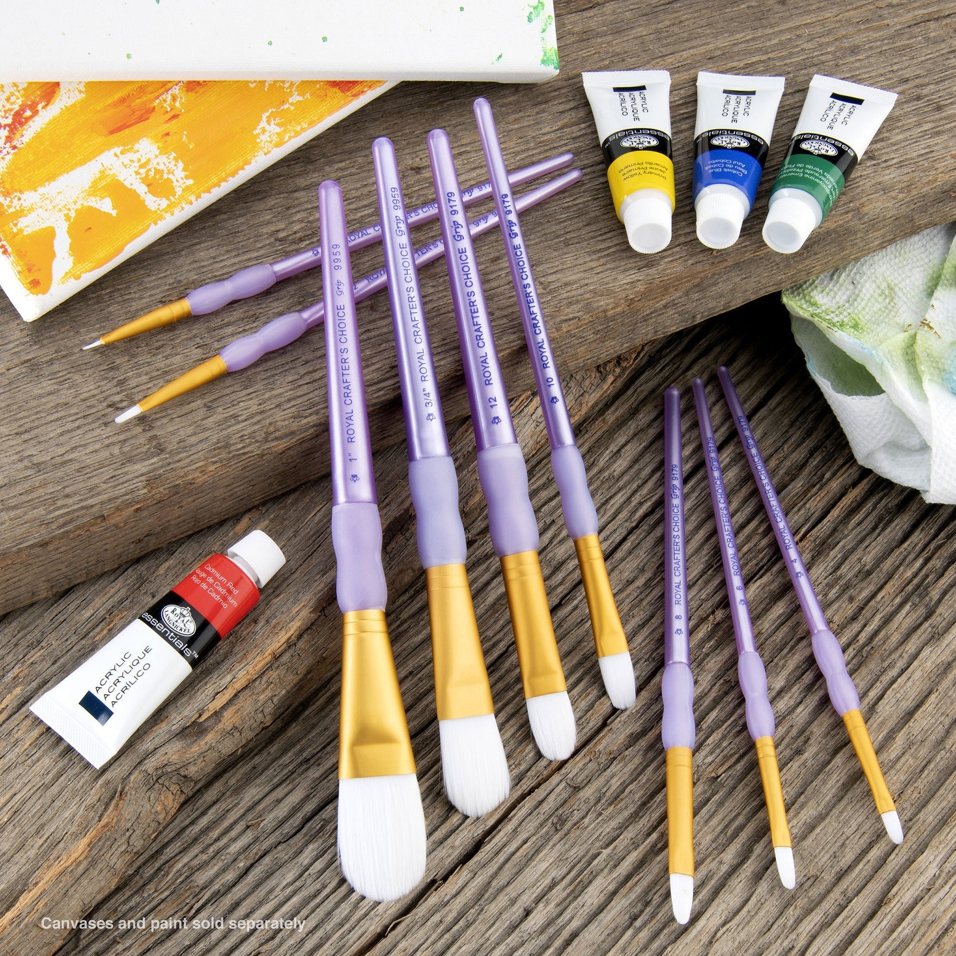 RCC 307 | Crafter's Choice™ 9pc White Taklon Variety Brush Set