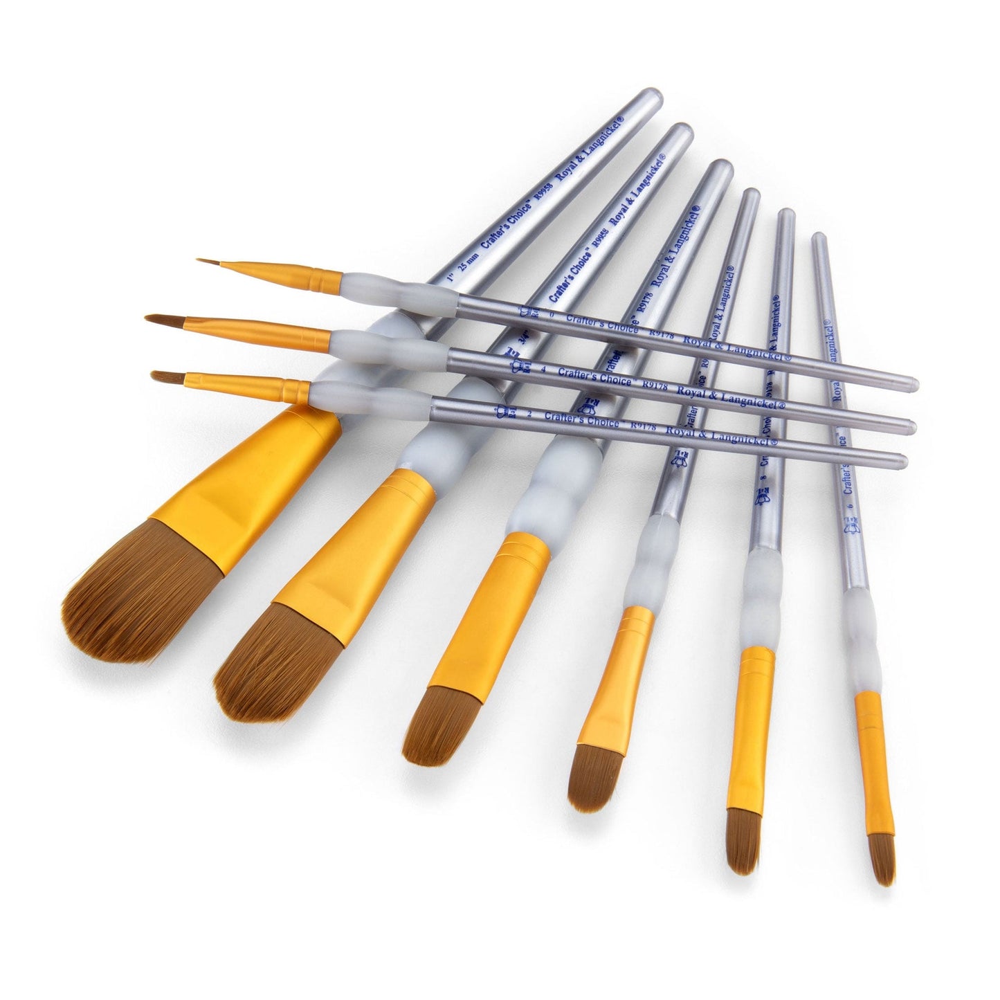 RCC 311 - Crafter's Choice™ 9pc Brown Taklon Filbert/Wash Brush Set glam 4