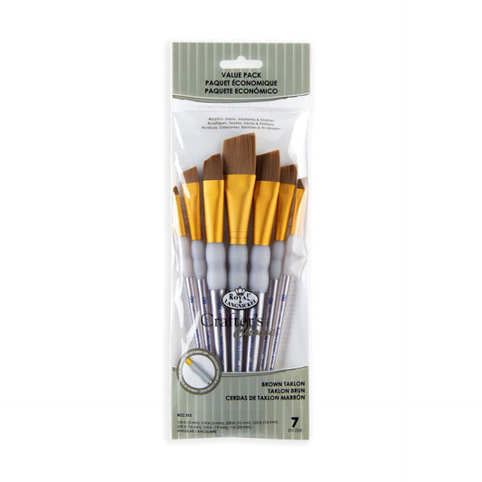 RCC 312 - Crafter's Choice™ 7pc Brown Taklon Angular Brush Set packaging front