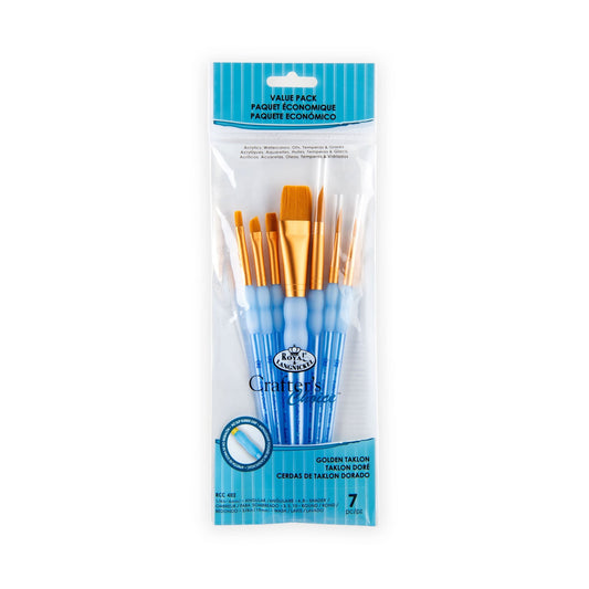 RCC 402 - Crafter's Choice™ 7pc Golden Taklon Variety Brush Set packaging front