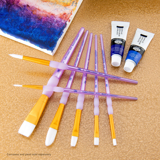 RCC 408 - Crafter's Choice™ 7pc White Taklon Variety Brush Set glam 2