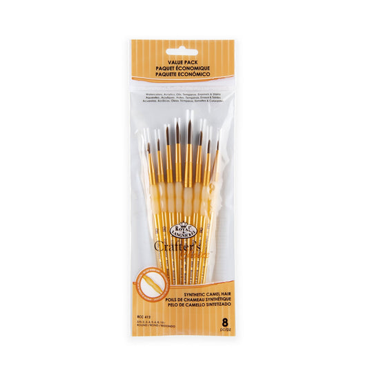 RCC 412 - Crafter's Choice™ 8pc Camel Hair Round Brush Set packaging front