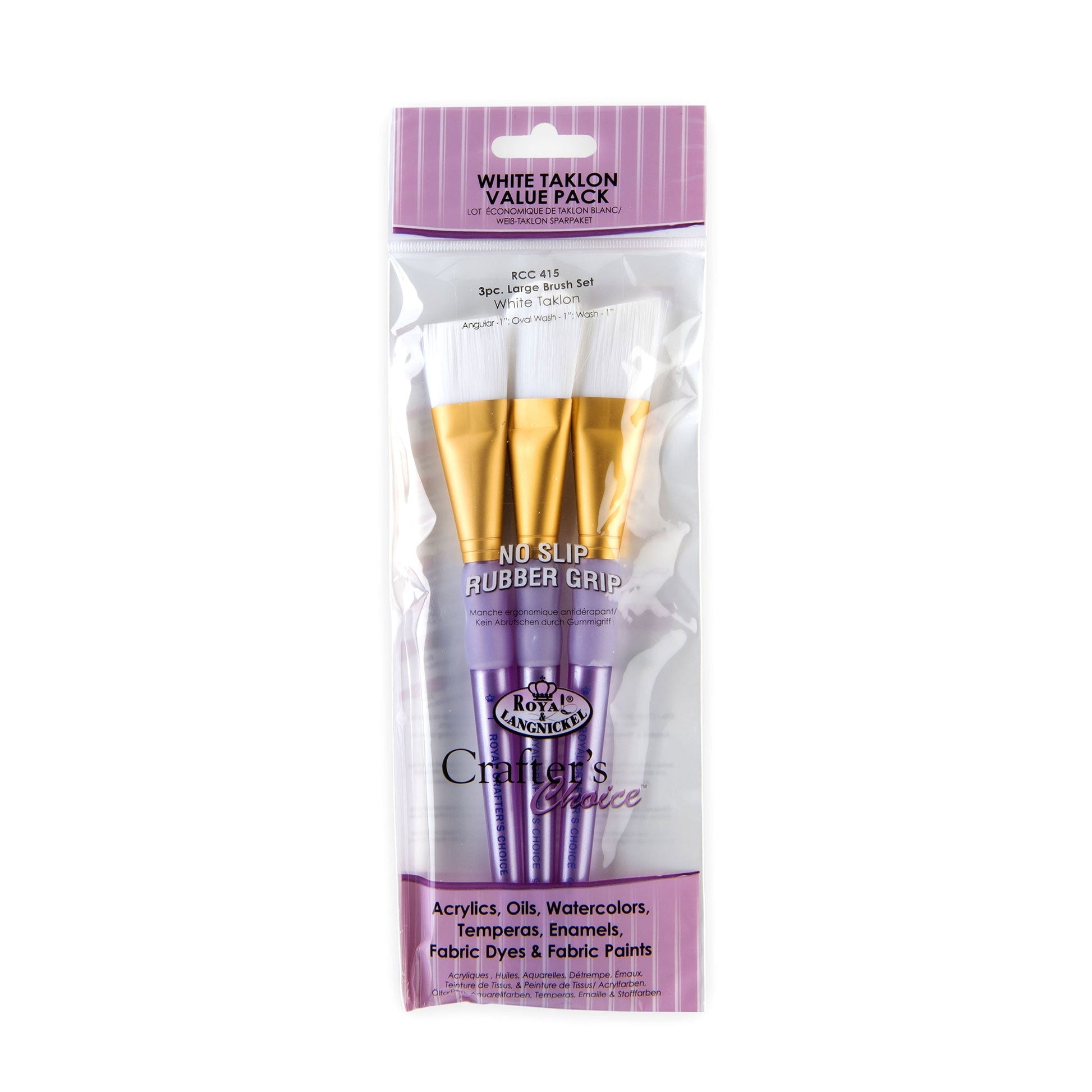 RCC 415 - Crafter's Choice™ 3pc White Taklon Large Brush Set packaging front