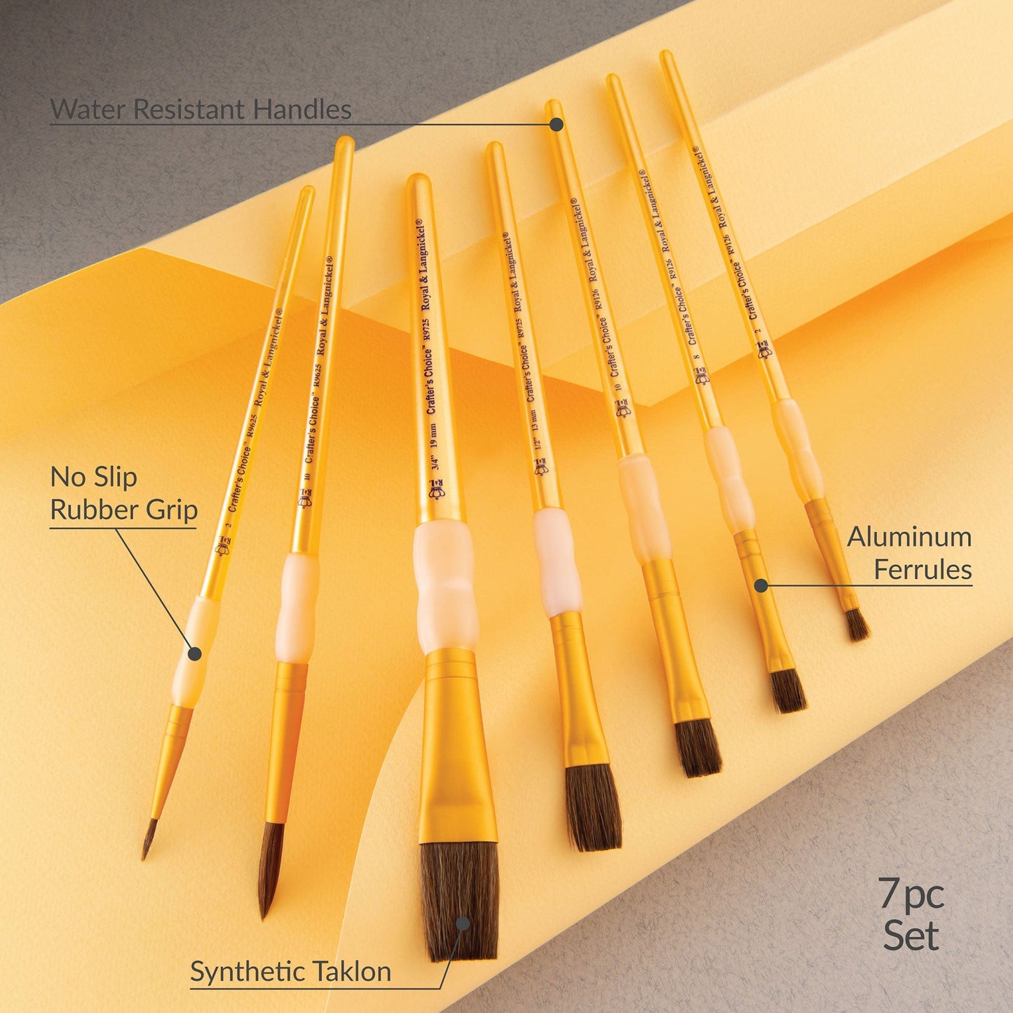 RCC 420 - Crafter's Choice™ 7pc Camel Hair Variety Brush Set infographic 1