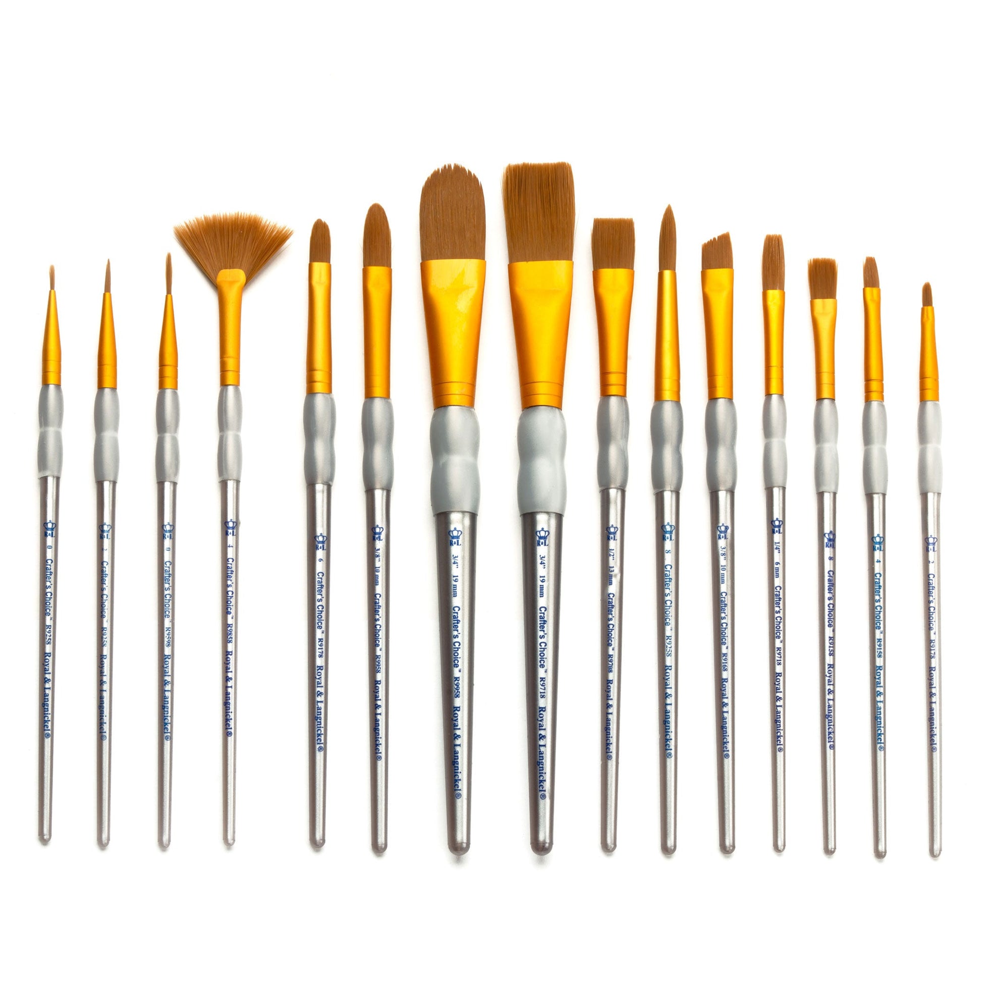 RCC 602 - Crafter's Choice™ 15pc Brown Taklon Variety Brush Set