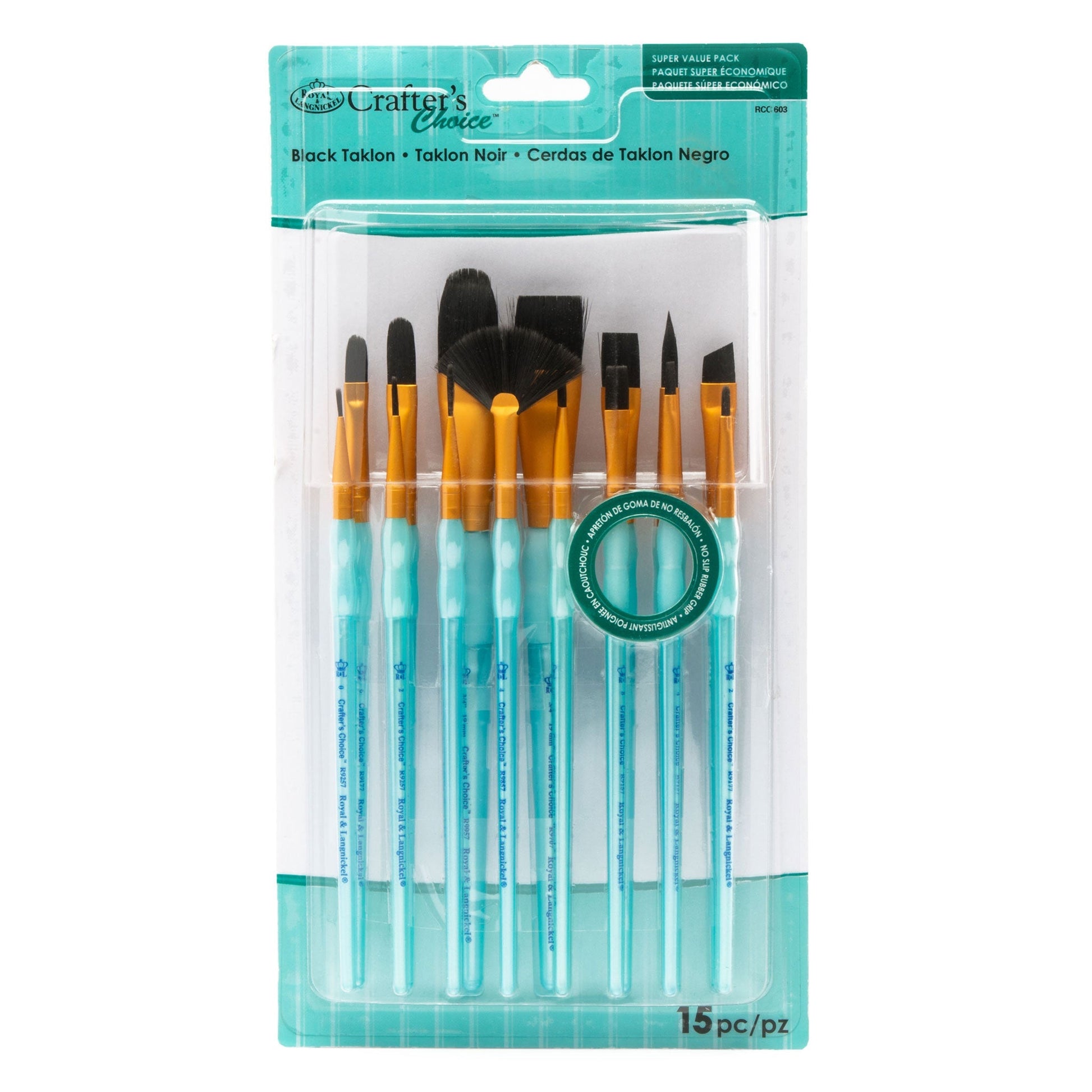 RCC 603 - Crafter's Choice™ 15pc Black Taklon Variety Brush Set packaging front