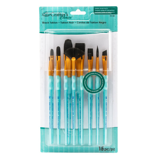 RCC 603 - Crafter's Choice™ 15pc Black Taklon Variety Brush Set packaging front