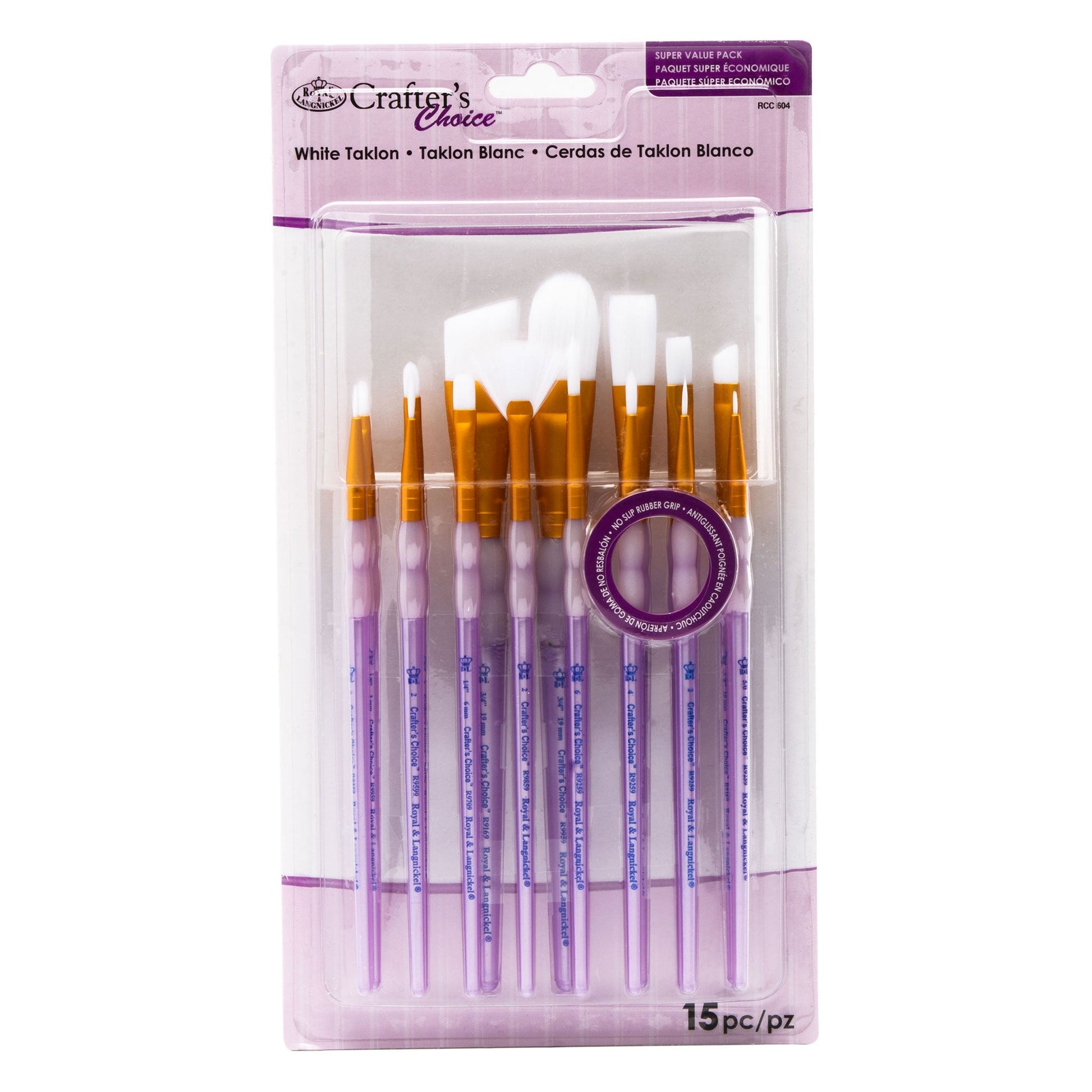 RCC 604 - Crafter's Choice™ 15pc White Taklon Variety Brush Set packaging front