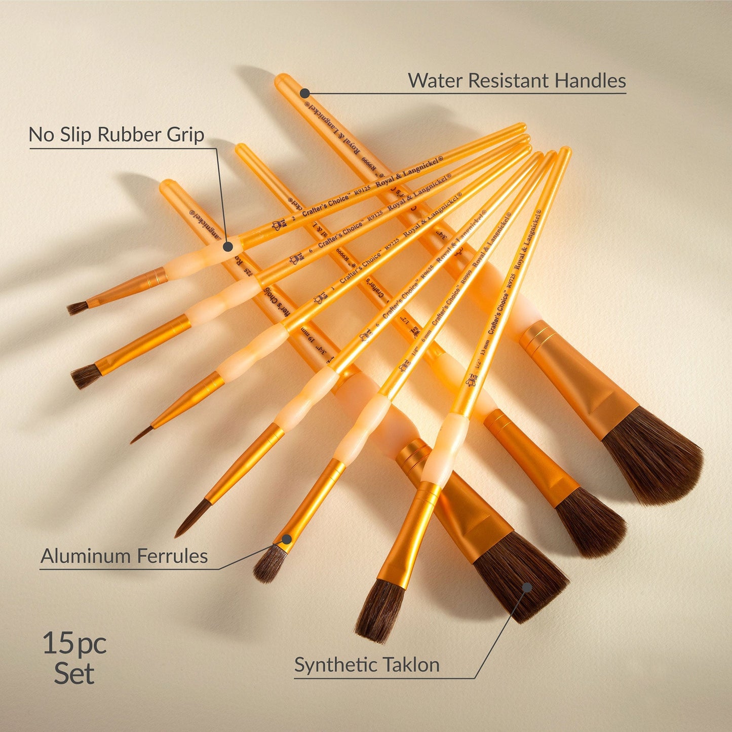 RCC 605 - Crafter's Choice™ 15pc Natural Hair Variety Brush Set infographic 1